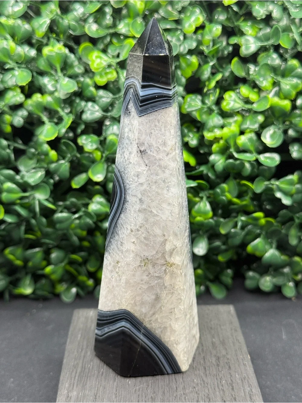 Black Banded Agate & Quartz Towers Obelisk
